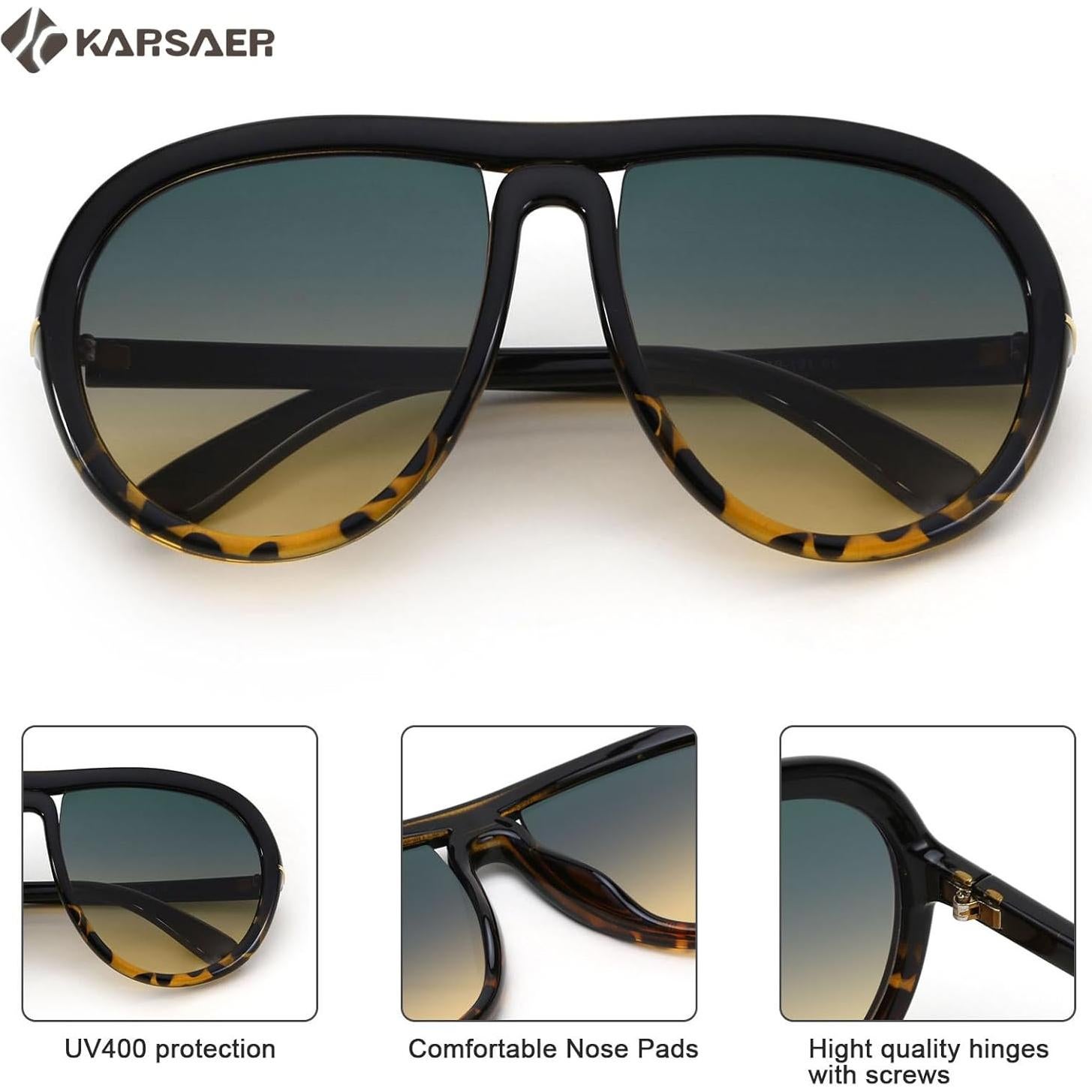 Gafas de sol aviador Karsaer unisex 60mm protección UV