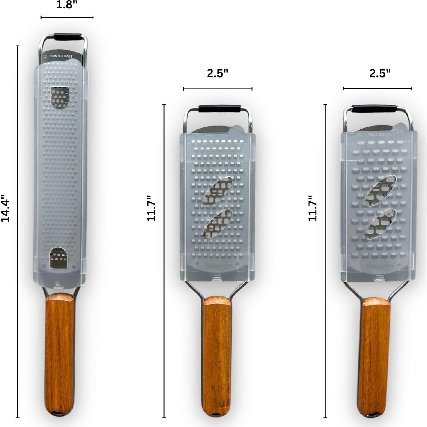Set de Ralladores NAZANIN 3 Piezas Acero Inoxidable y Madera