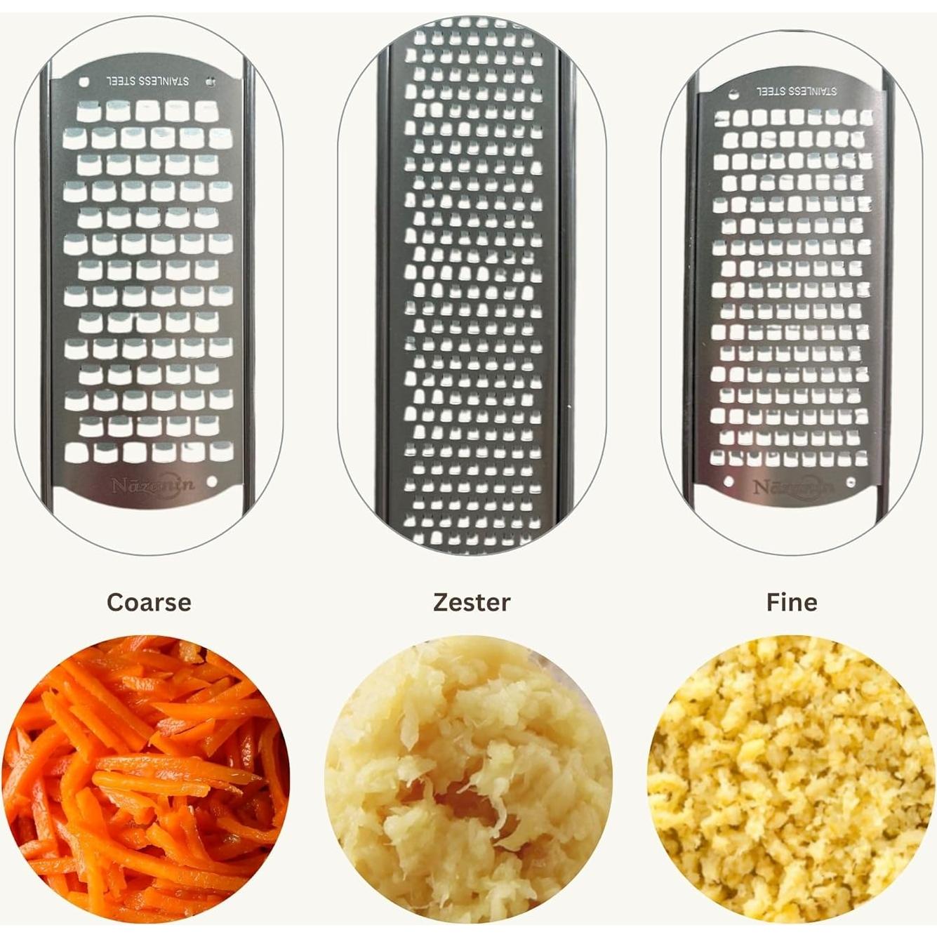 Set de Ralladores NAZANIN 3 Piezas Acero Inoxidable y Madera