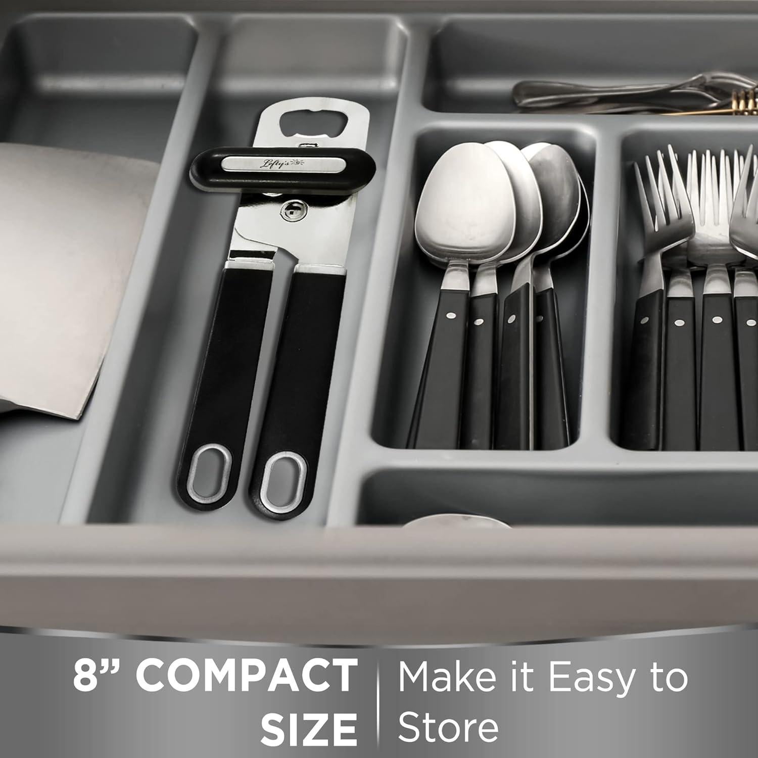 Abrelatas para zurdos Lefty - Acero inoxidable negro 20.32 cm