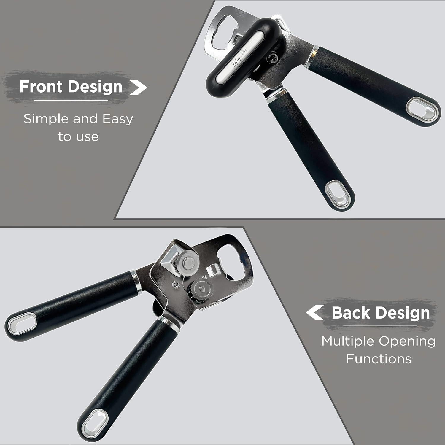 Abrelatas para zurdos Lefty - Acero inoxidable negro 20.32 cm