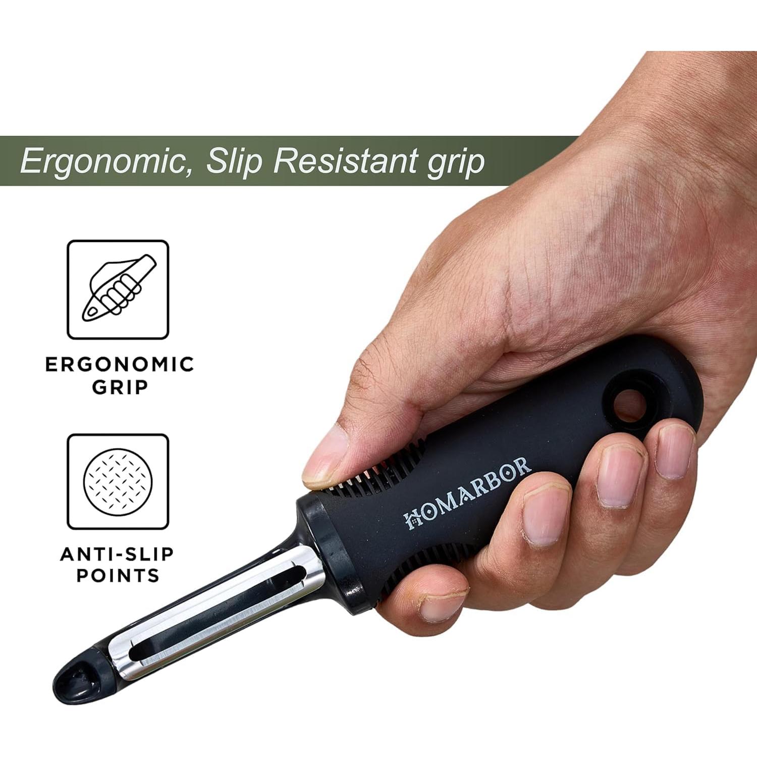 Pelador de Verduras HOMARBOR Vp100 Negro Ergonómico Acero Inoxidable