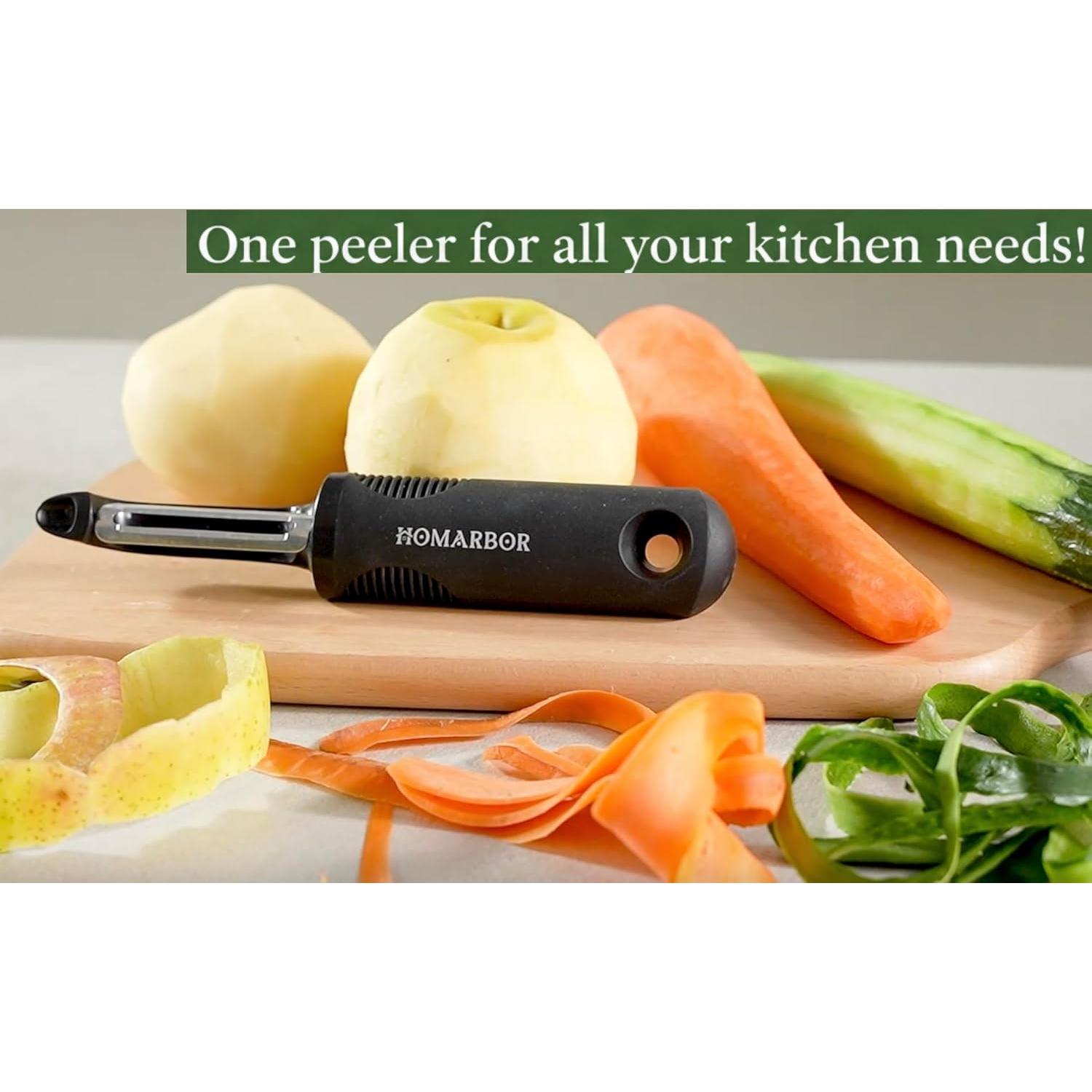Pelador de Verduras HOMARBOR Vp100 Negro Ergonómico Acero Inoxidable