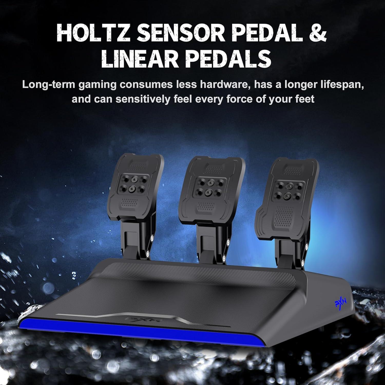 PXN V99 Force Feedback Steering Wheel, 270-900 Degree, with 3 - Pedals and Shifter Bundle for PC, PS4, Xbox One, Xbox Series X/S