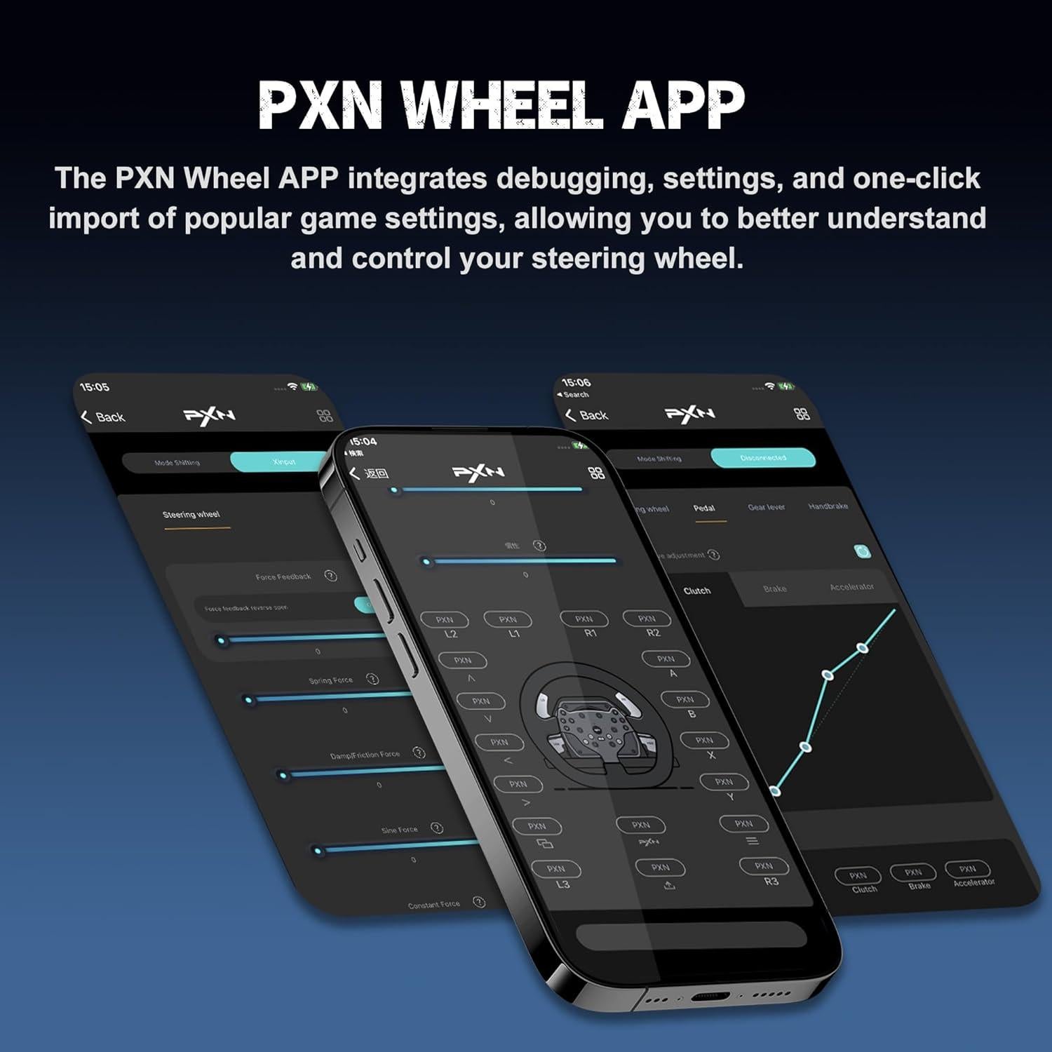 PXN V99 Force Feedback Steering Wheel, 270-900 Degree, with 3 - Pedals and Shifter Bundle for PC, PS4, Xbox One, Xbox Series X/S