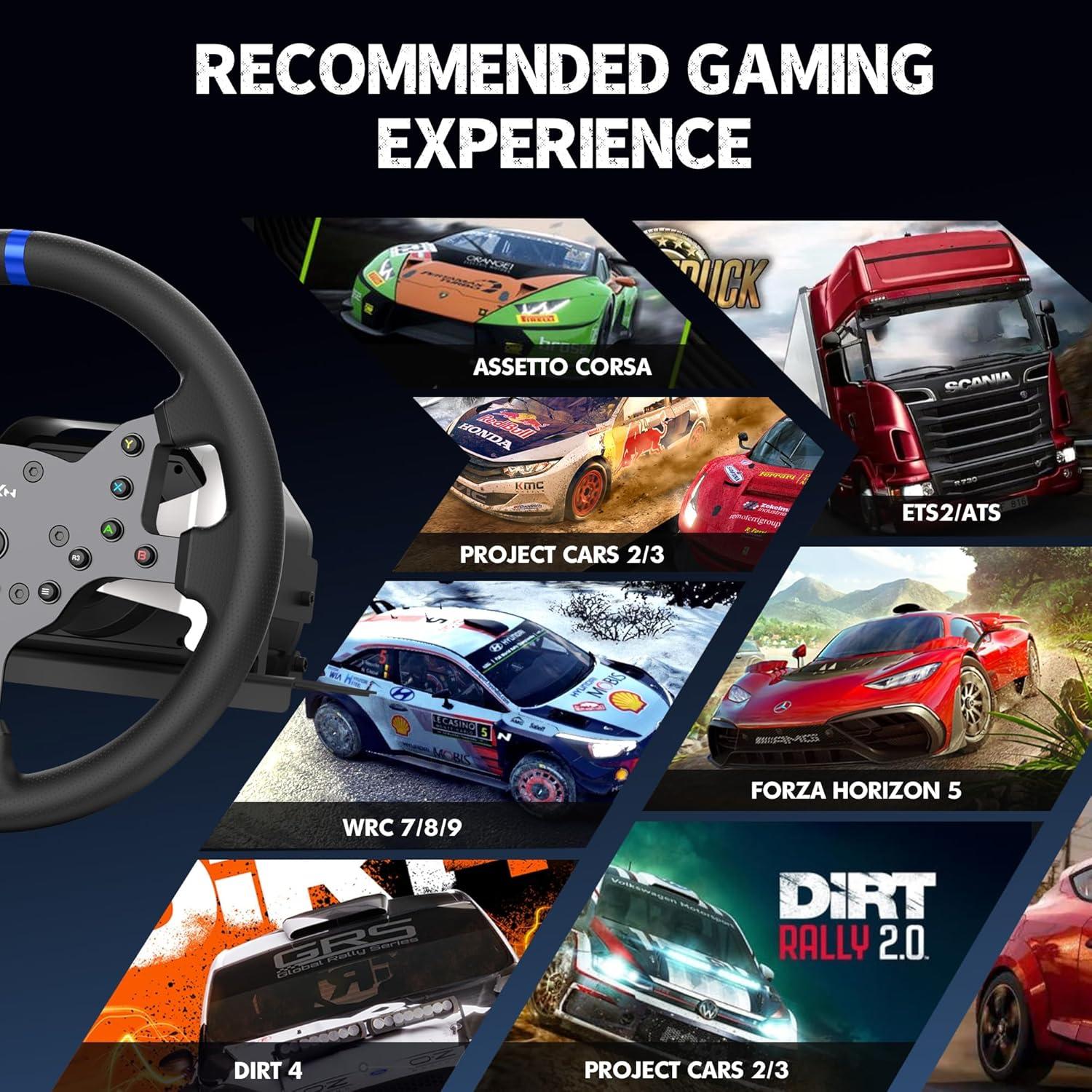 PXN V99 Force Feedback Steering Wheel, 270-900 Degree, with 3 - Pedals and Shifter Bundle for PC, PS4, Xbox One, Xbox Series X/S