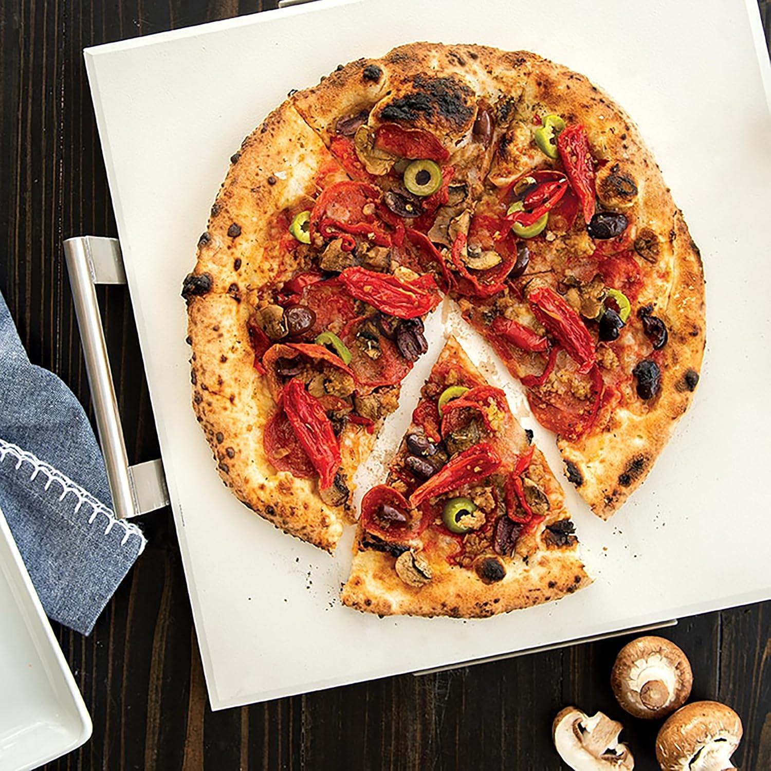 Piedra para Pizza Cuadrada Nordic Ware 40x37cm con Soporte Acero