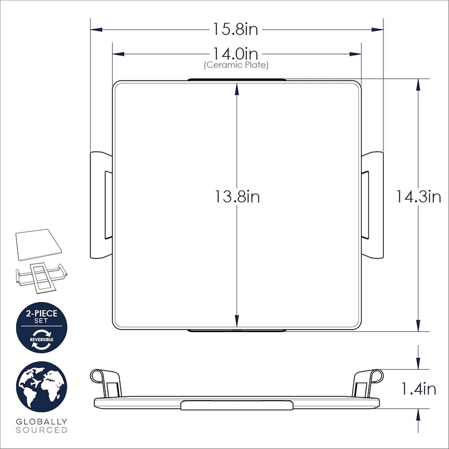 Piedra para Pizza Cuadrada Nordic Ware 40x37cm con Soporte Acero