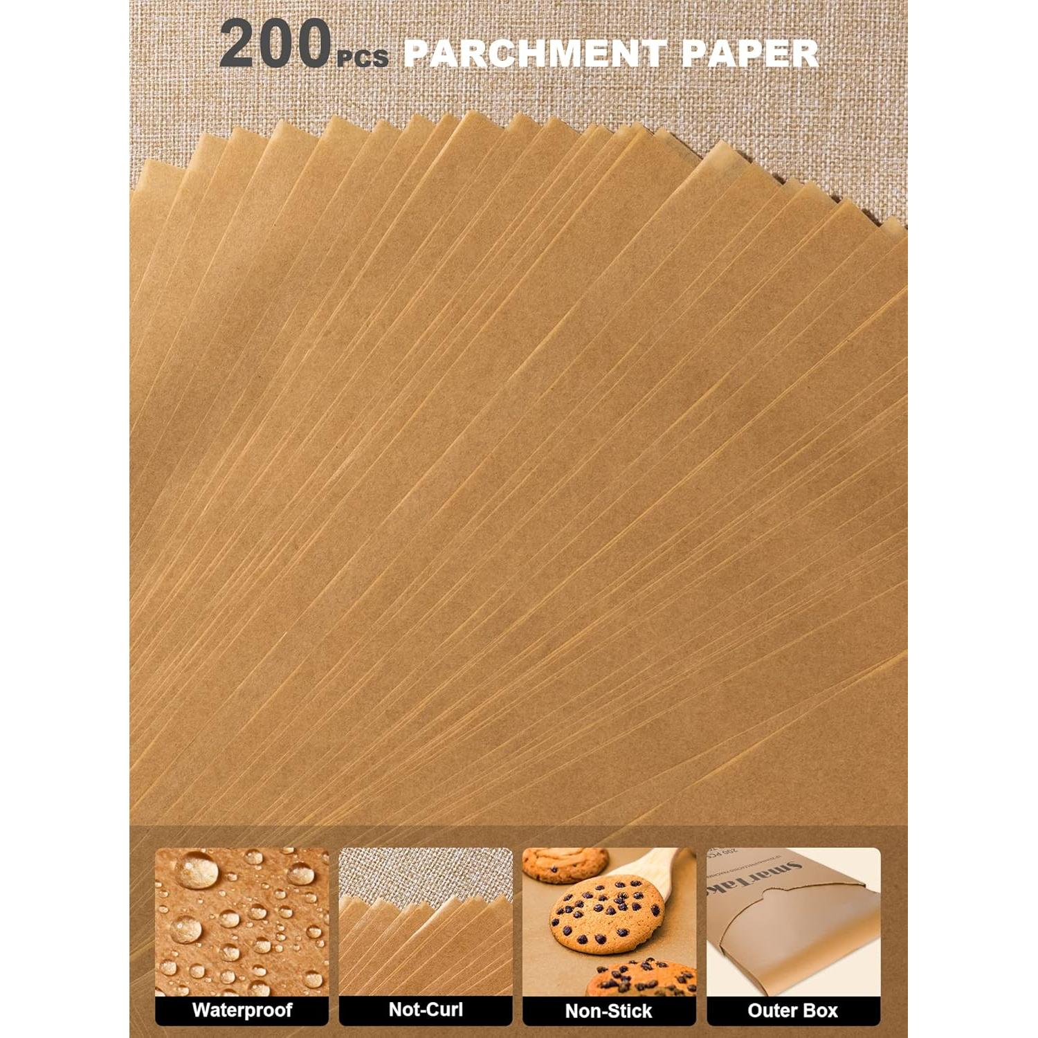 Hojas de Papel Pergamino SMARTAKE 200 Pcs 23x33 cm Antiadherentes