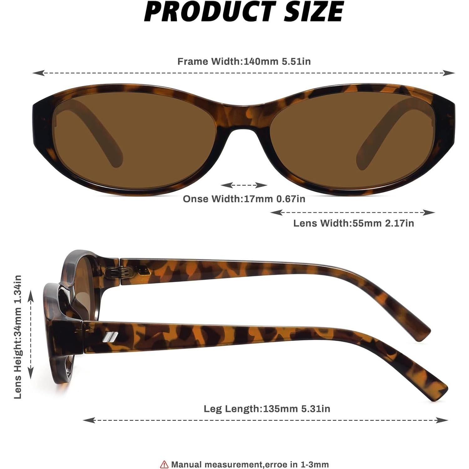 Gafas de sol ovaladas Fozono UV400 vintage para mujer