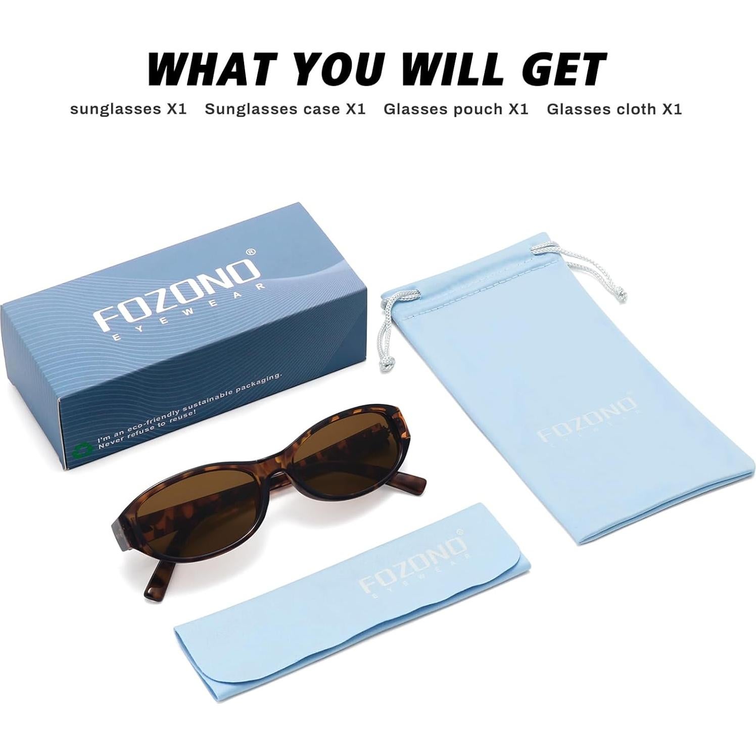 Gafas de sol ovaladas Fozono UV400 vintage para mujer