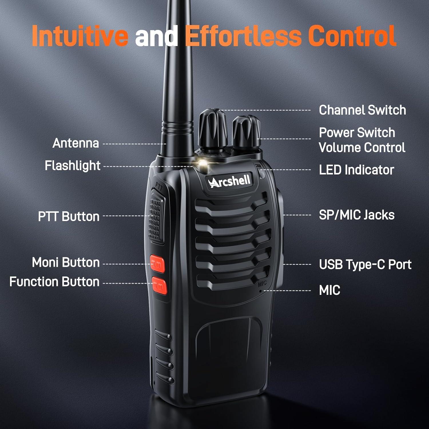 Walkie Talkies Arcshell AR-5 Recargables 2 Unidades 8 km