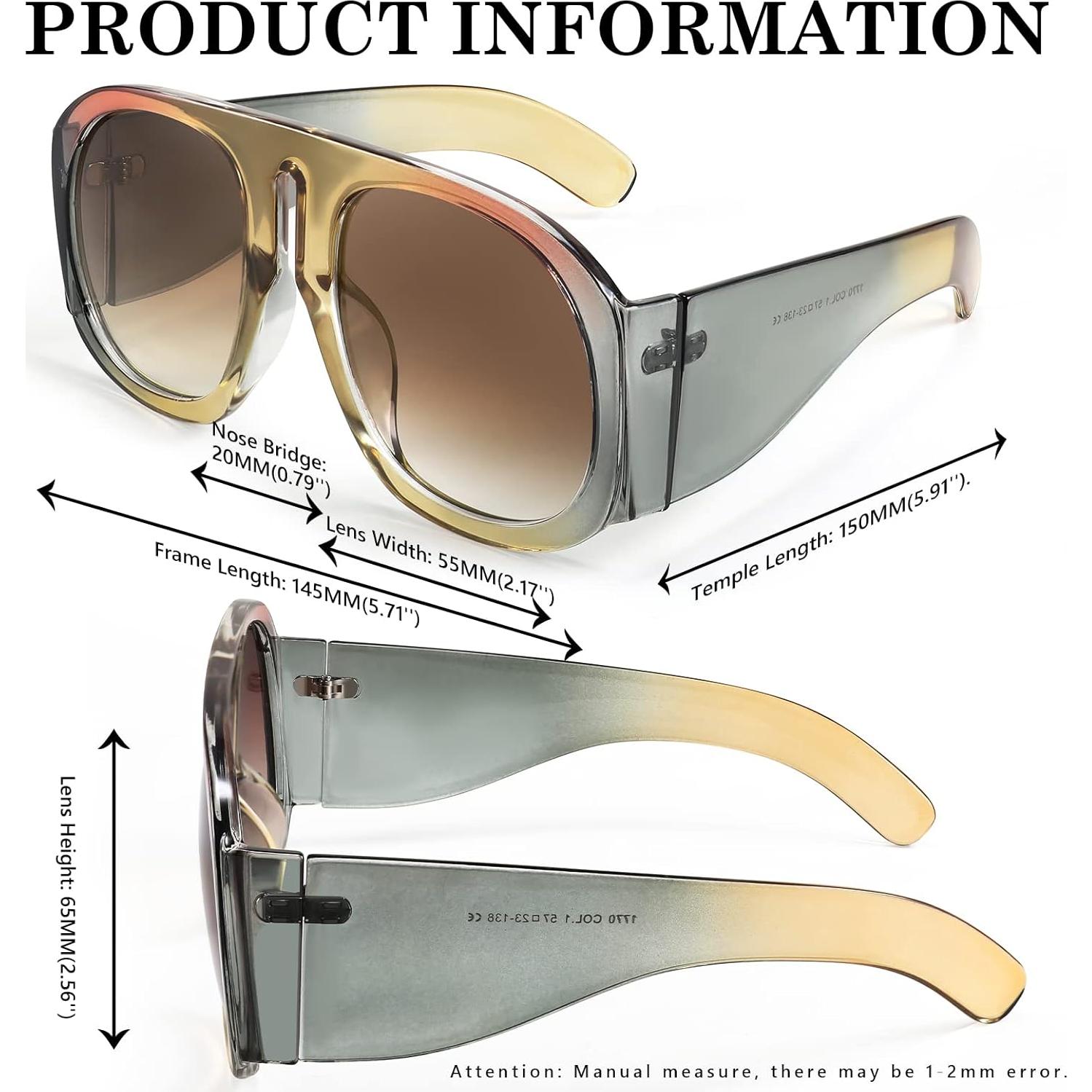 Gafas de Sol Retro FEISEDY Aviador Oversized UV400