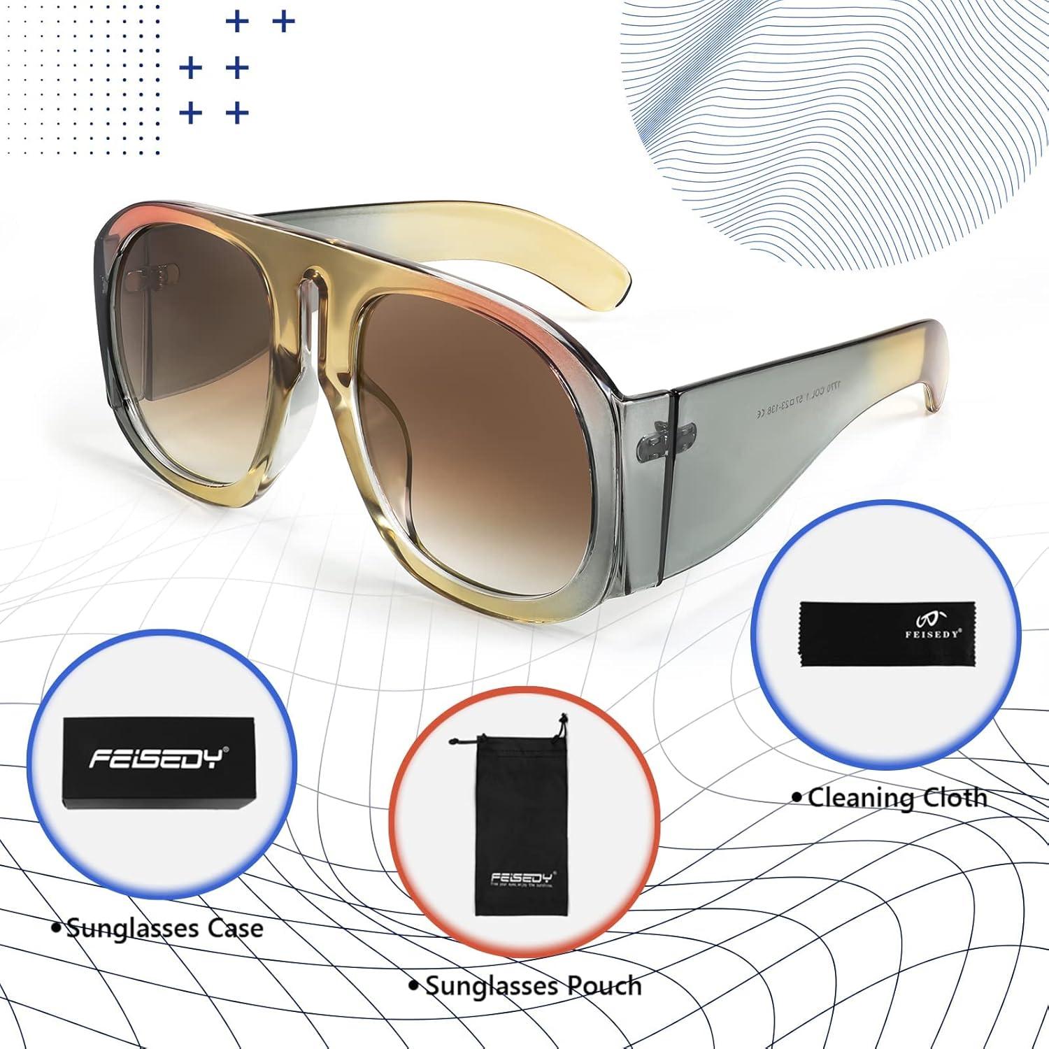 Gafas de Sol Retro FEISEDY Aviador Oversized UV400