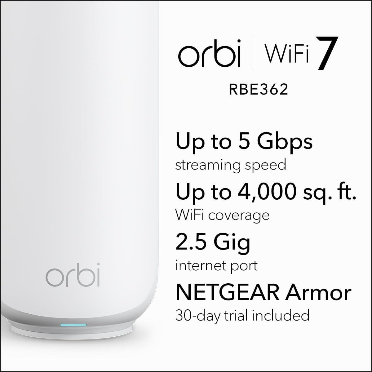 Sistema de Red Mesh WiFi 7 NETGEAR Orbi 360 RBE362 - 5 Gbps, 372 m²