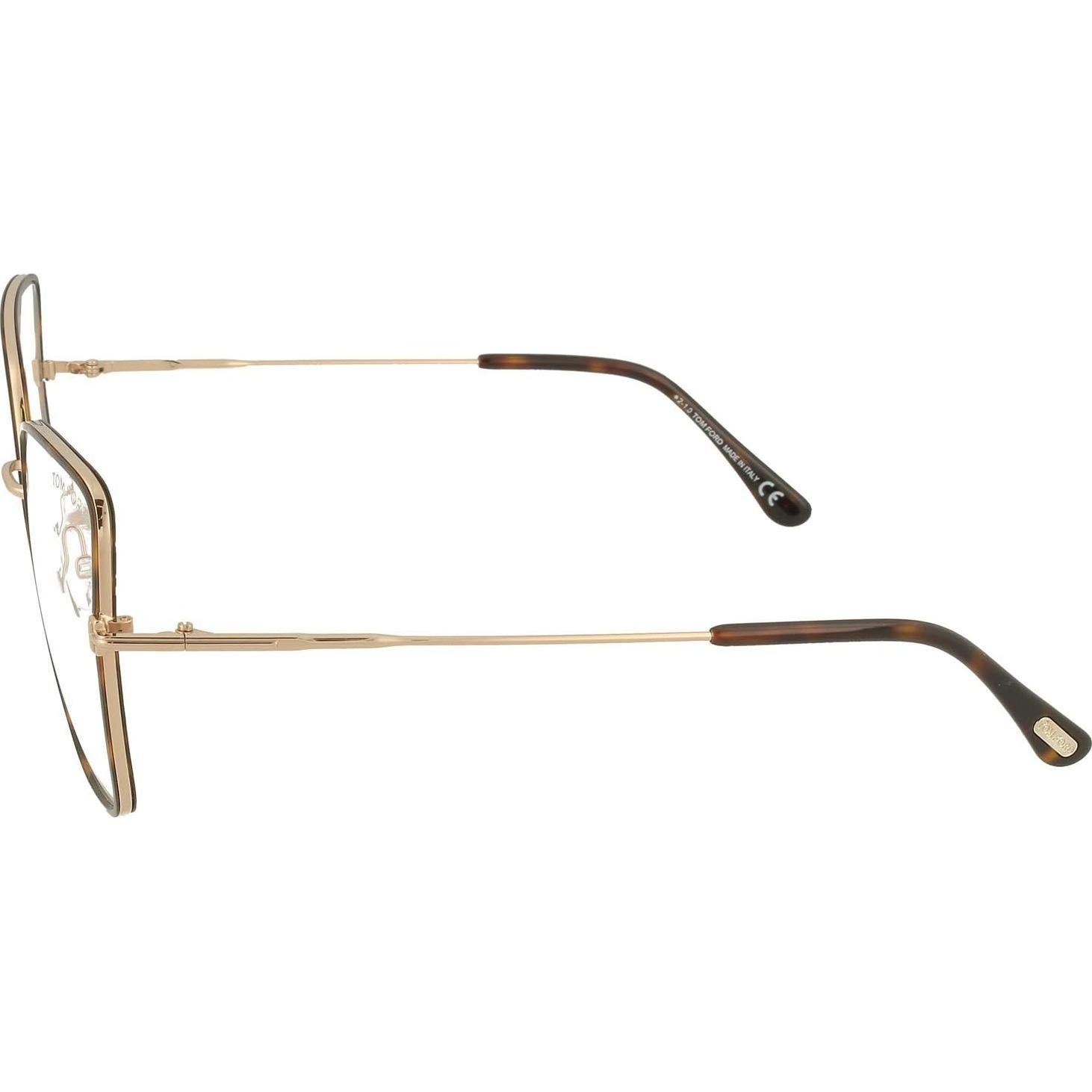 Tom Ford FT5630-B56052 Havana/Blue Lens Mirror Eyeglasses, Shiny Dark Havana, Shiny Rose Gold / Blue Block Le, 56/19/140