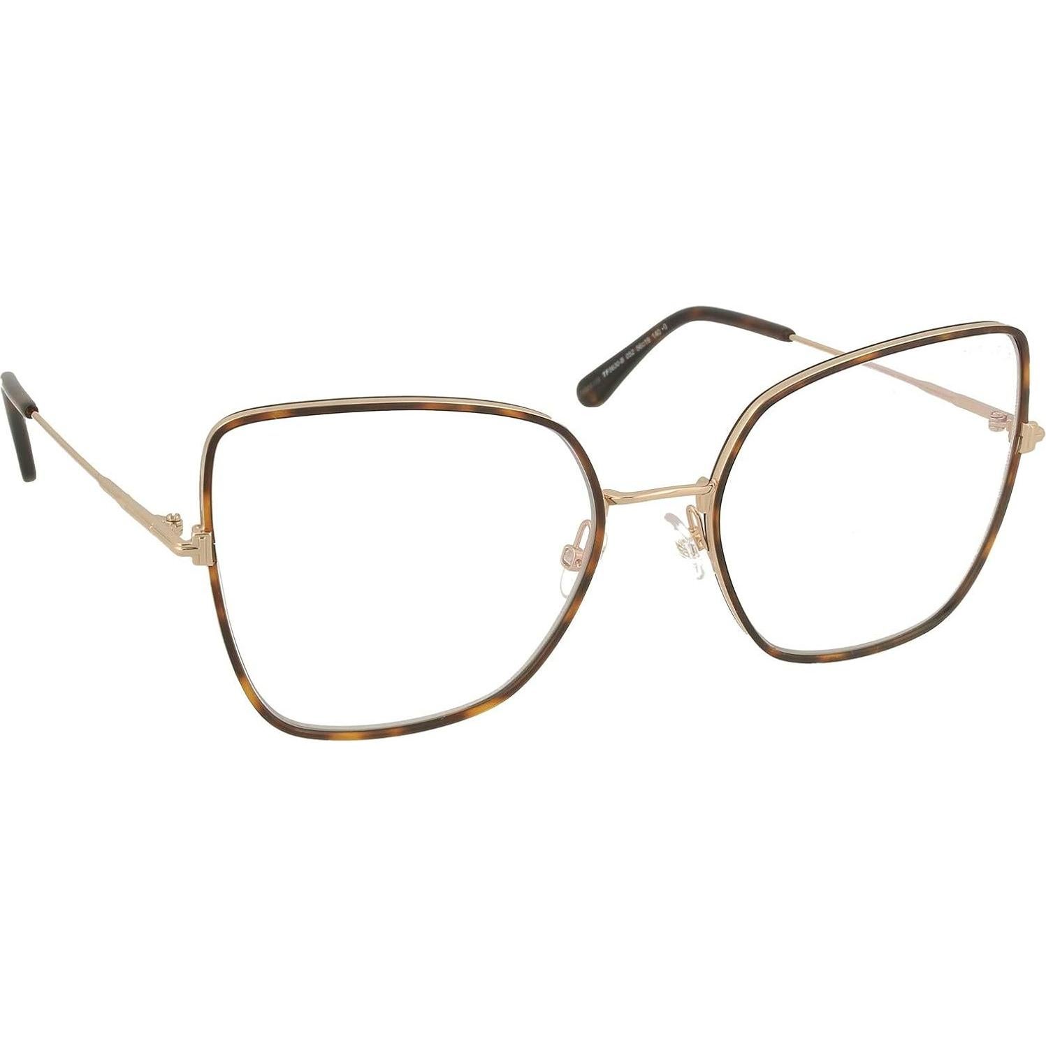 Tom Ford FT5630-B56052 Havana/Blue Lens Mirror Eyeglasses, Shiny Dark Havana, Shiny Rose Gold / Blue Block Le, 56/19/140