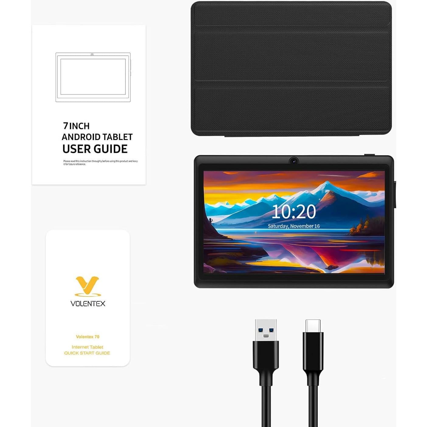 Tablet VOLENTEX 7" Android 11 32GB 2GB RAM Funda Negra