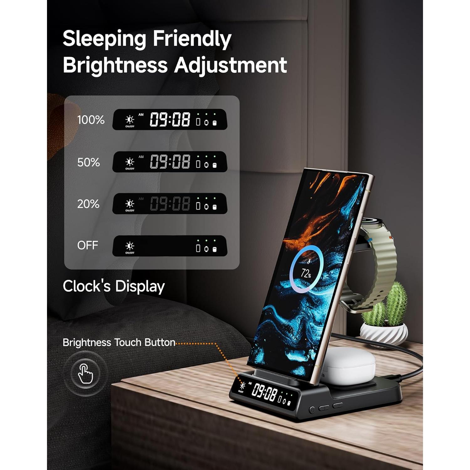 Cargador Inalámbrico leQuiven 4 en 1 para Samsung y iPhone