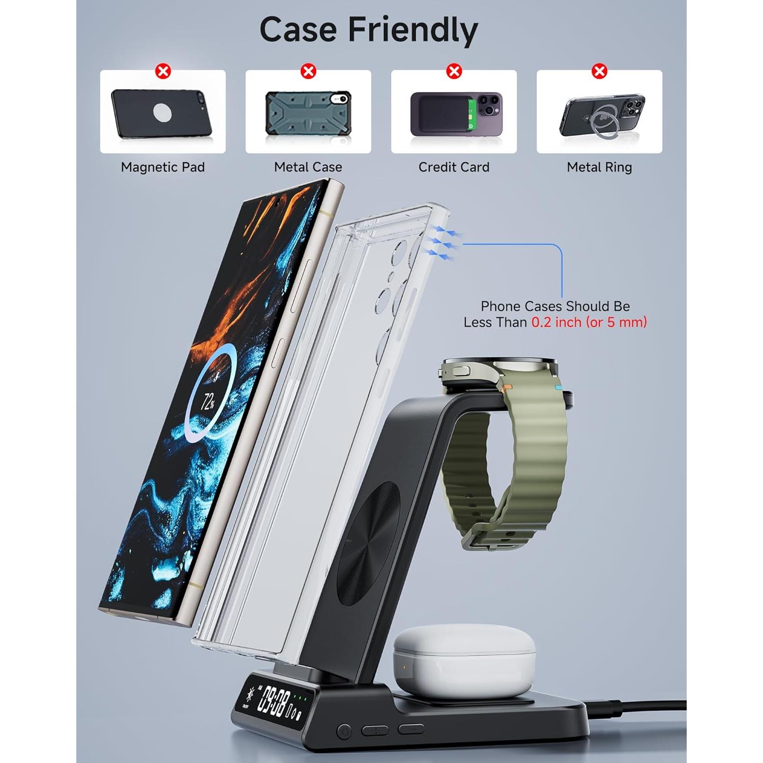 Cargador Inalámbrico leQuiven 4 en 1 para Samsung y iPhone