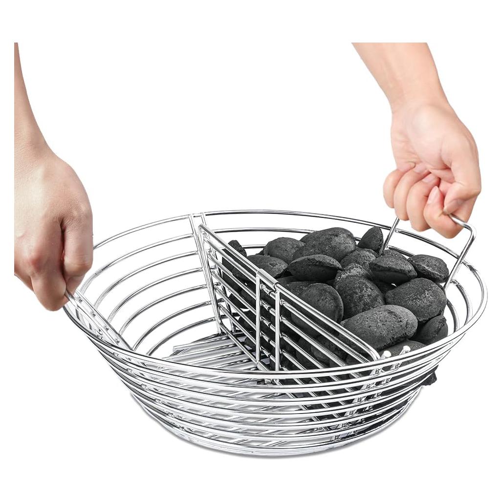 Canasta de Carbón de Acero Inoxidable DOLAMOTY para Big Green Egg Grande