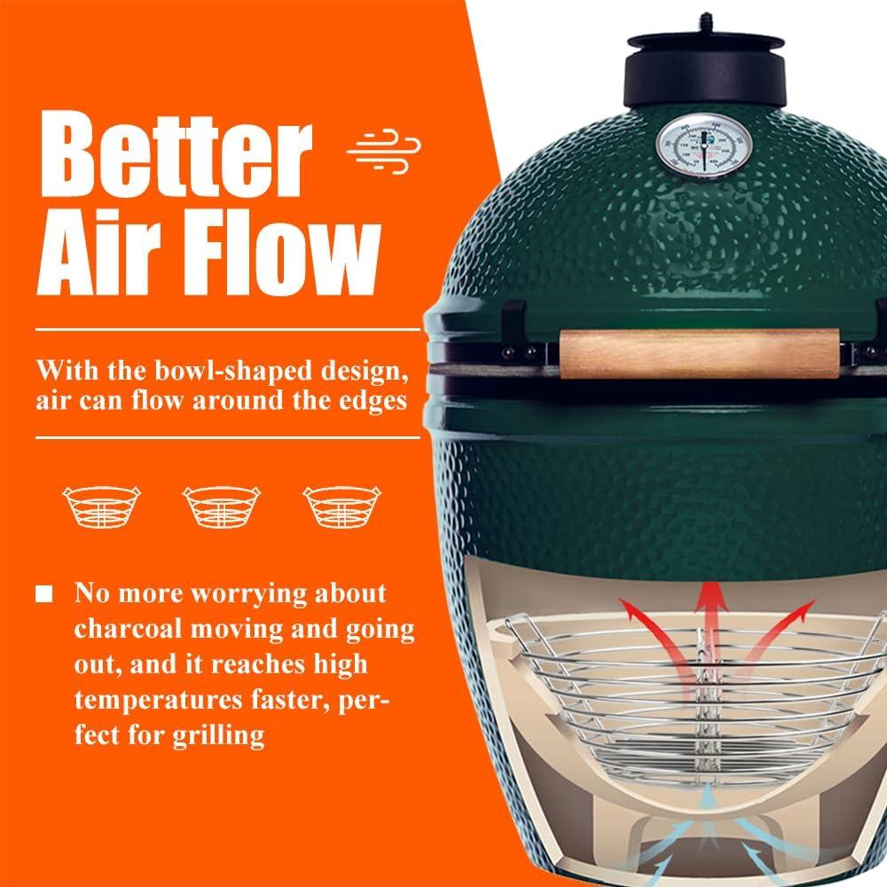 Canasta de Carbón de Acero Inoxidable DOLAMOTY para Big Green Egg Grande