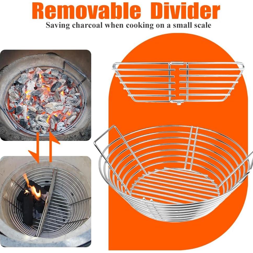 Canasta de Carbón de Acero Inoxidable DOLAMOTY para Big Green Egg Grande