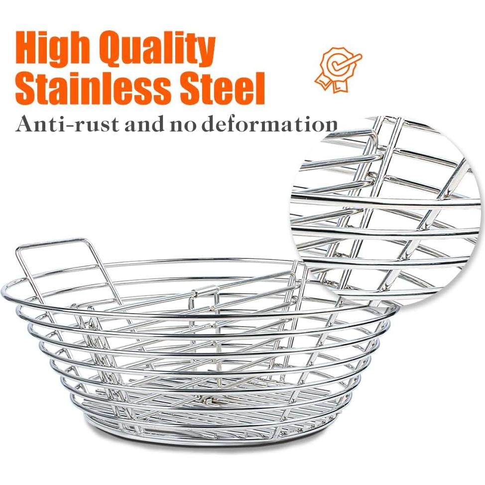 Canasta de Carbón de Acero Inoxidable DOLAMOTY para Big Green Egg Grande