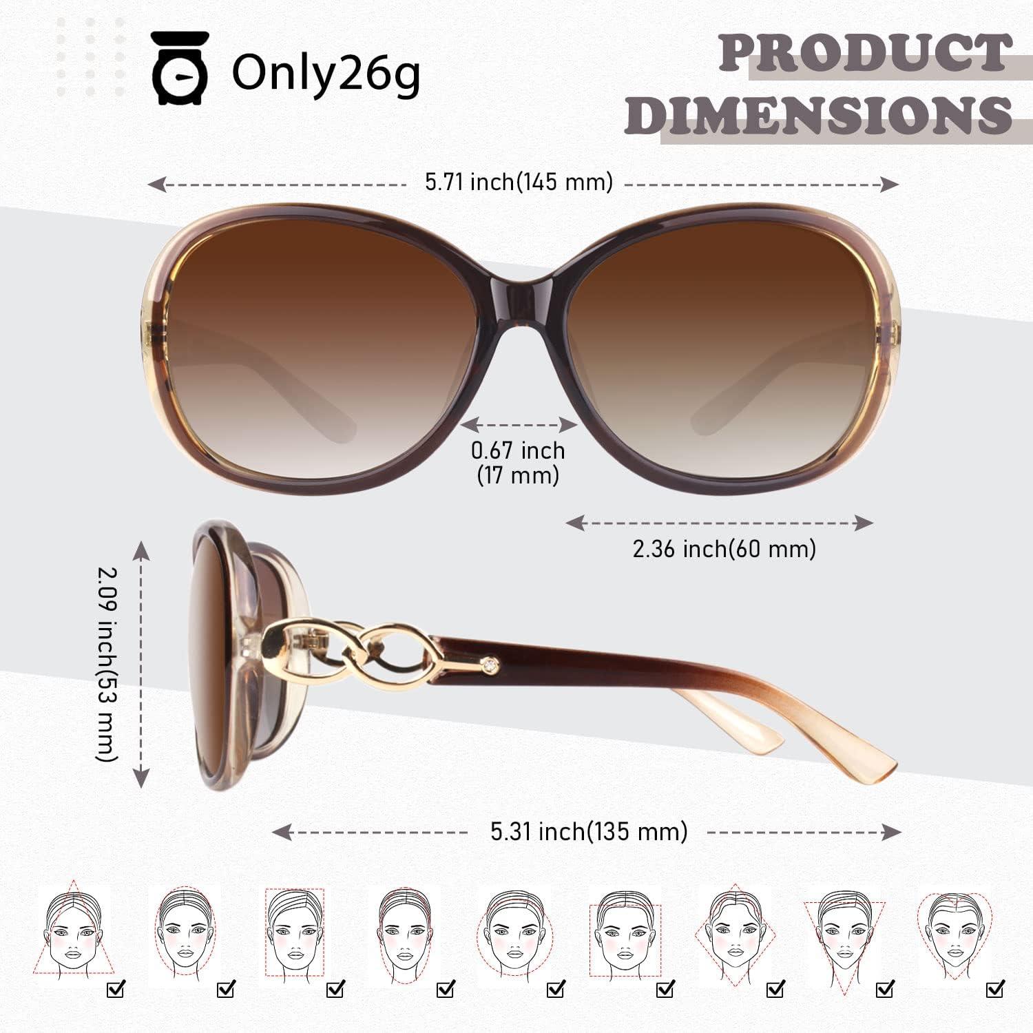 Gafas de sol Sunier para mujeres polarizadas UV400 grandes