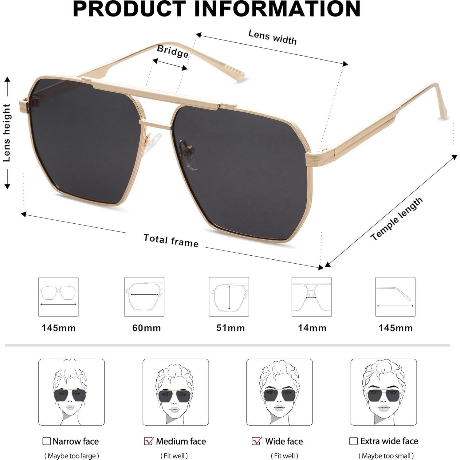 Gafas de sol polarizadas SOJOS SJ1161 retro grandes oro