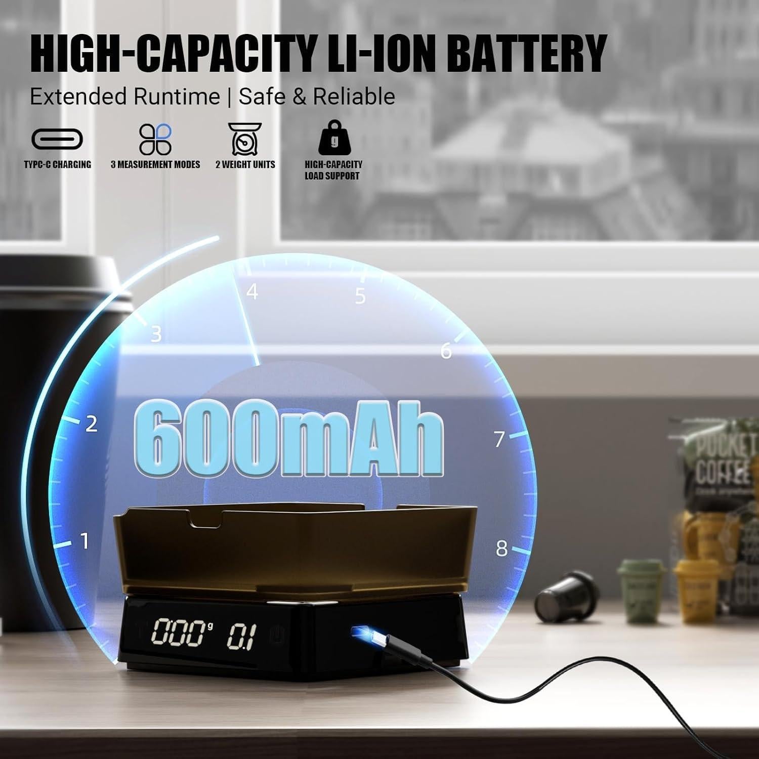 Báscula Digital de Café NUTTII PRO 0.1g Recargable IPX3