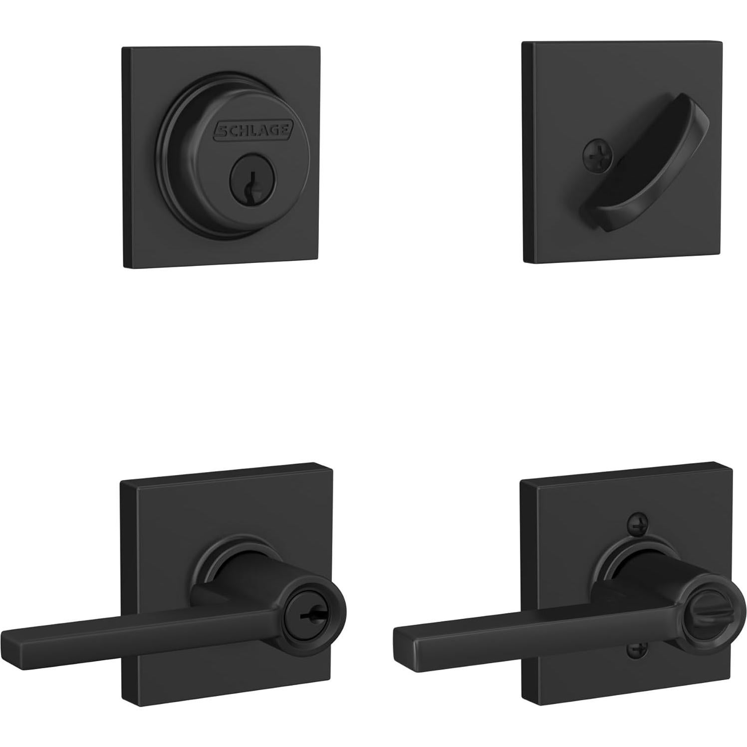 Cerrojo y Palanca de Entrada Schlage Latitude Collins Negro Mate