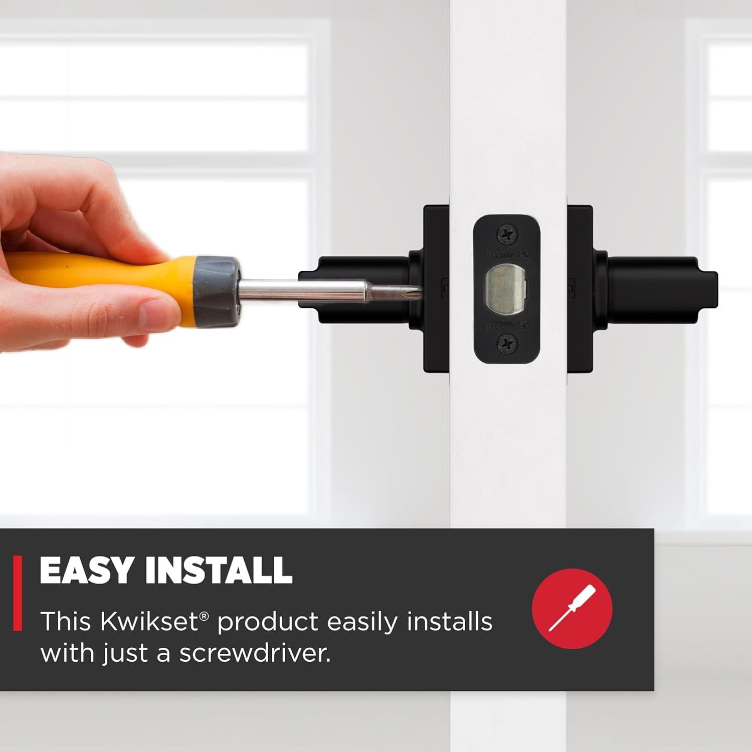 Manija de Puerta de Paso Interior Kwikset Casey Negro Mate