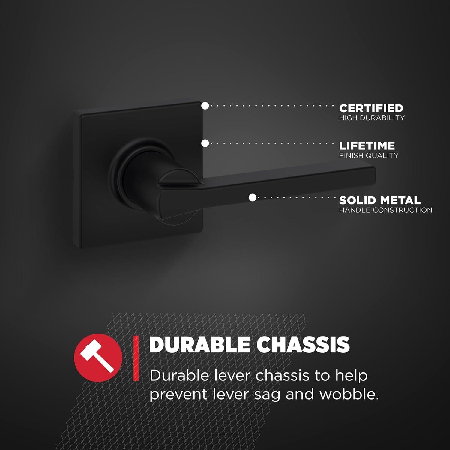 Manija de Puerta de Paso Interior Kwikset Casey Negro Mate