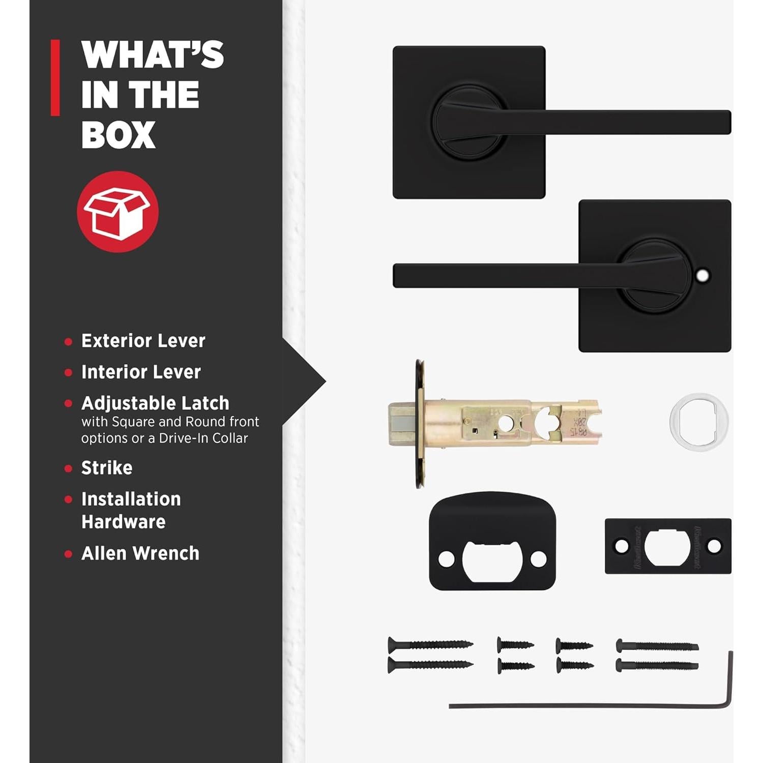 Manija de Puerta de Paso Interior Kwikset Casey Negro Mate