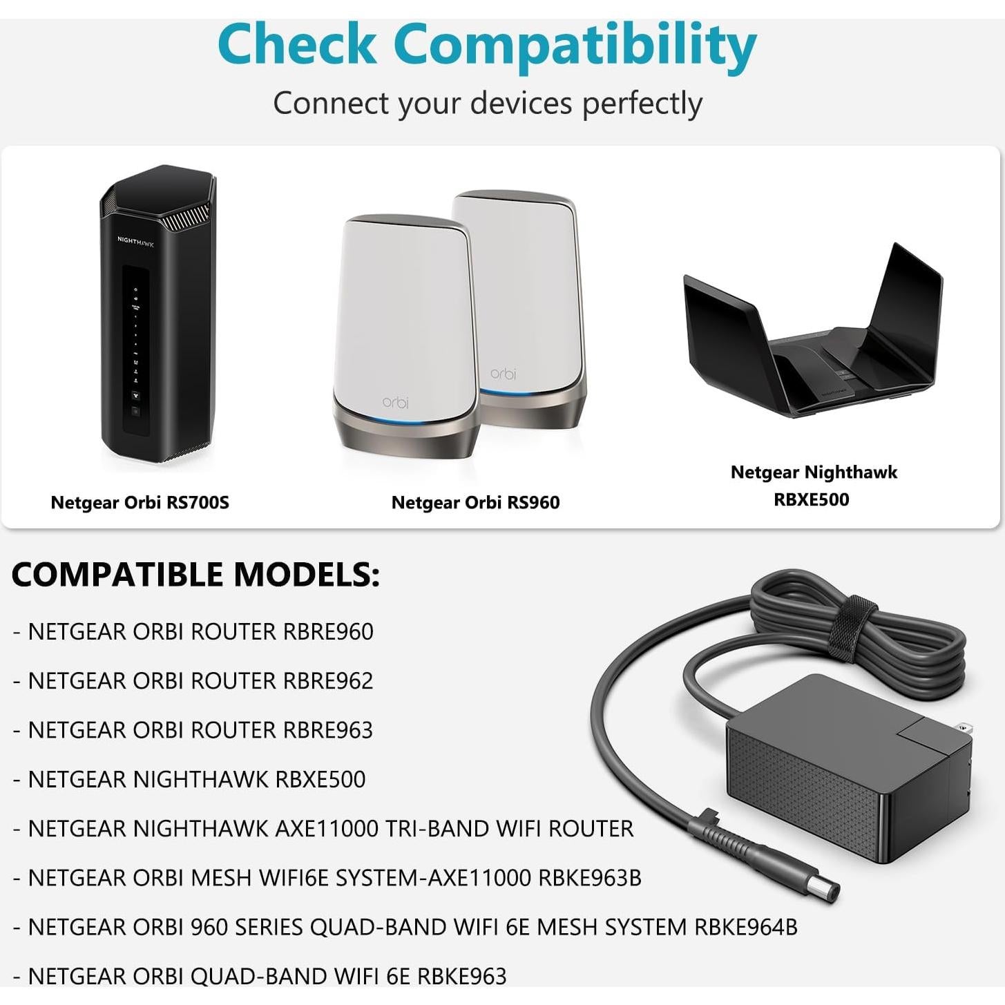 Adaptador de corriente KFD 19V 3.42A para Netgear Orbi