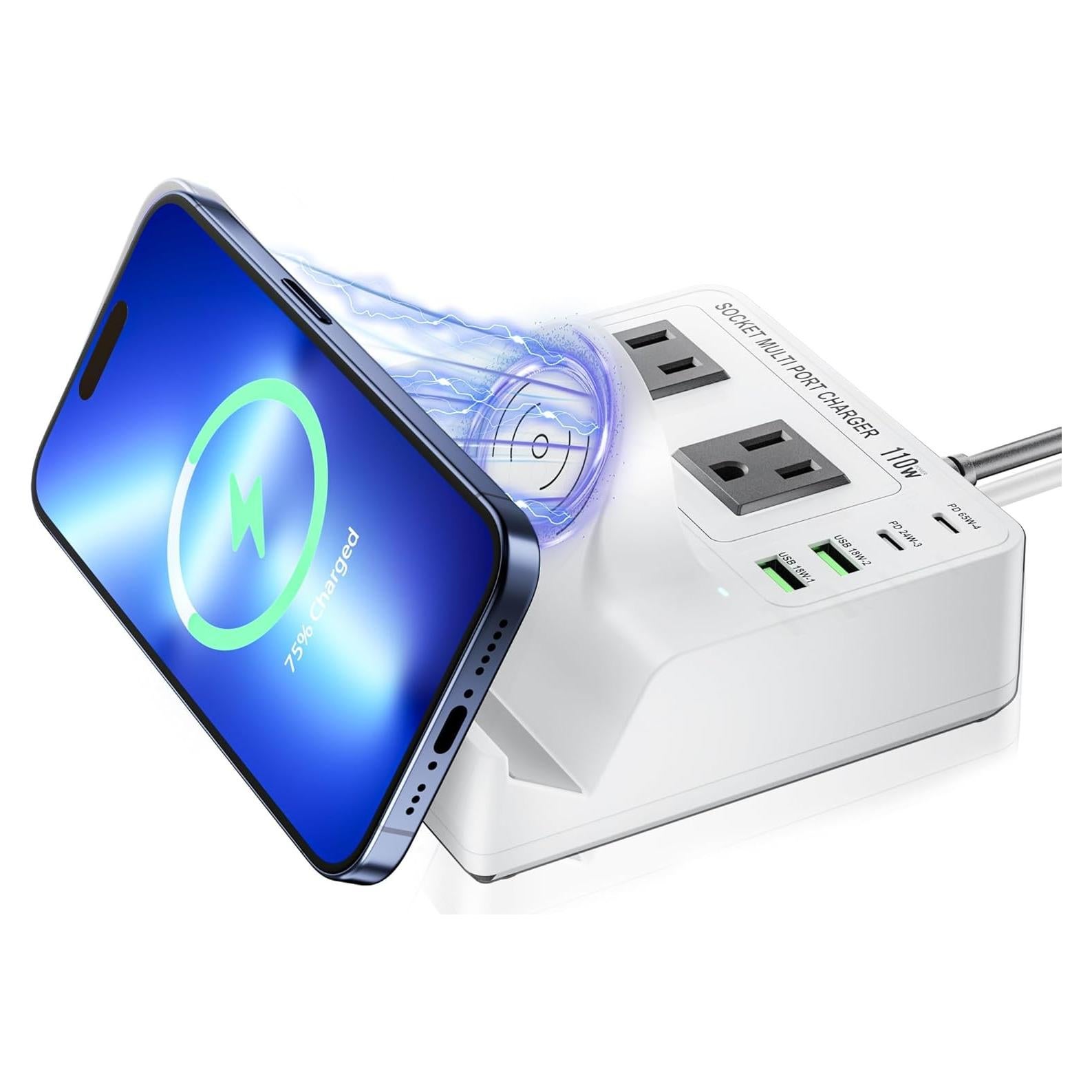 Estación de Carga USB C TOPOINT 7 en 1 65W Cargador Inalámbrico