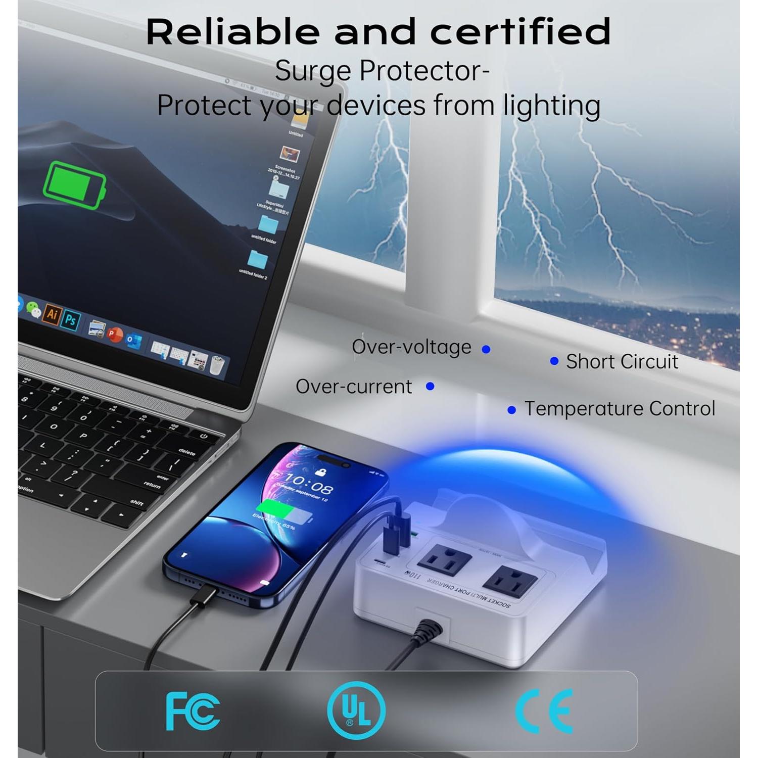 Estación de Carga USB C TOPOINT 7 en 1 65W Cargador Inalámbrico