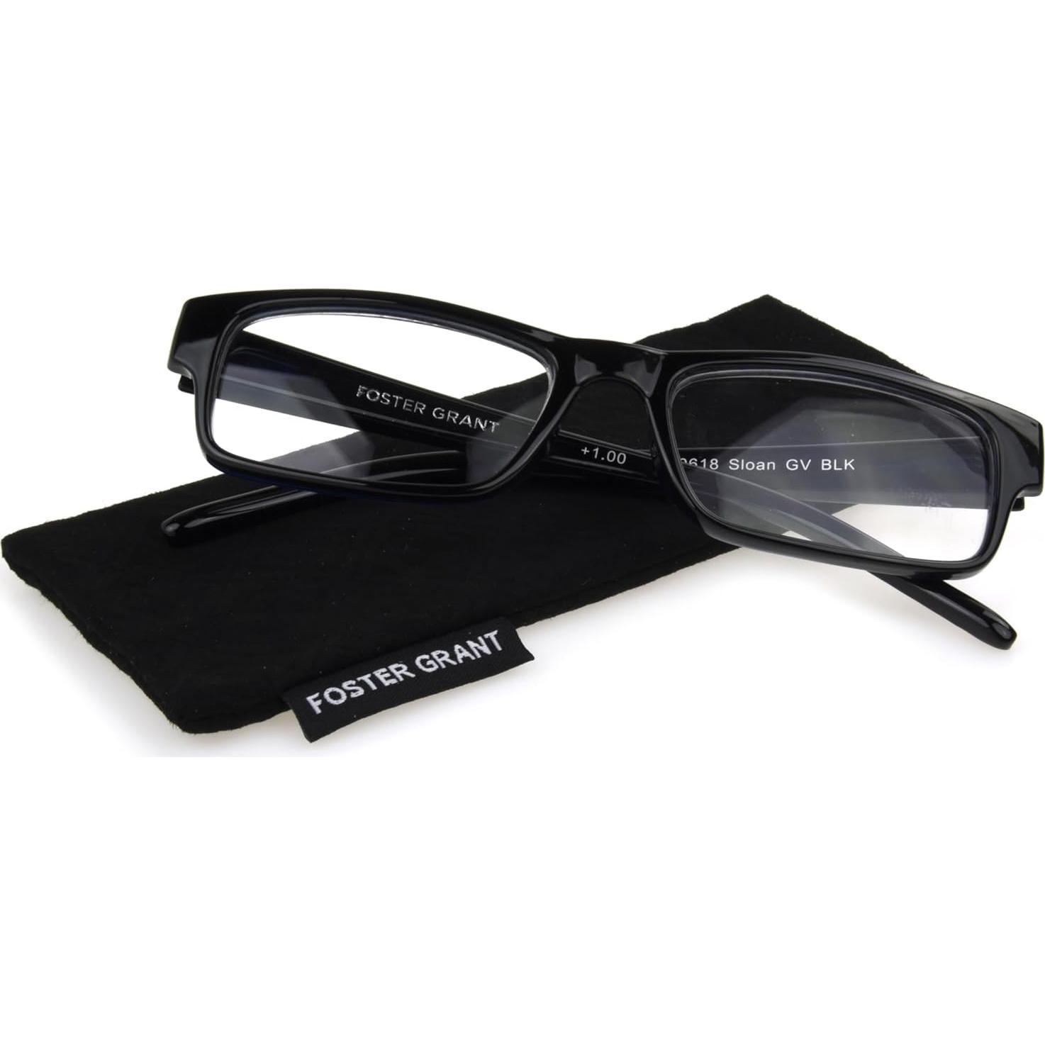 Gafas de lectura cuadradas Foster Grant 3 Dioptrías negras