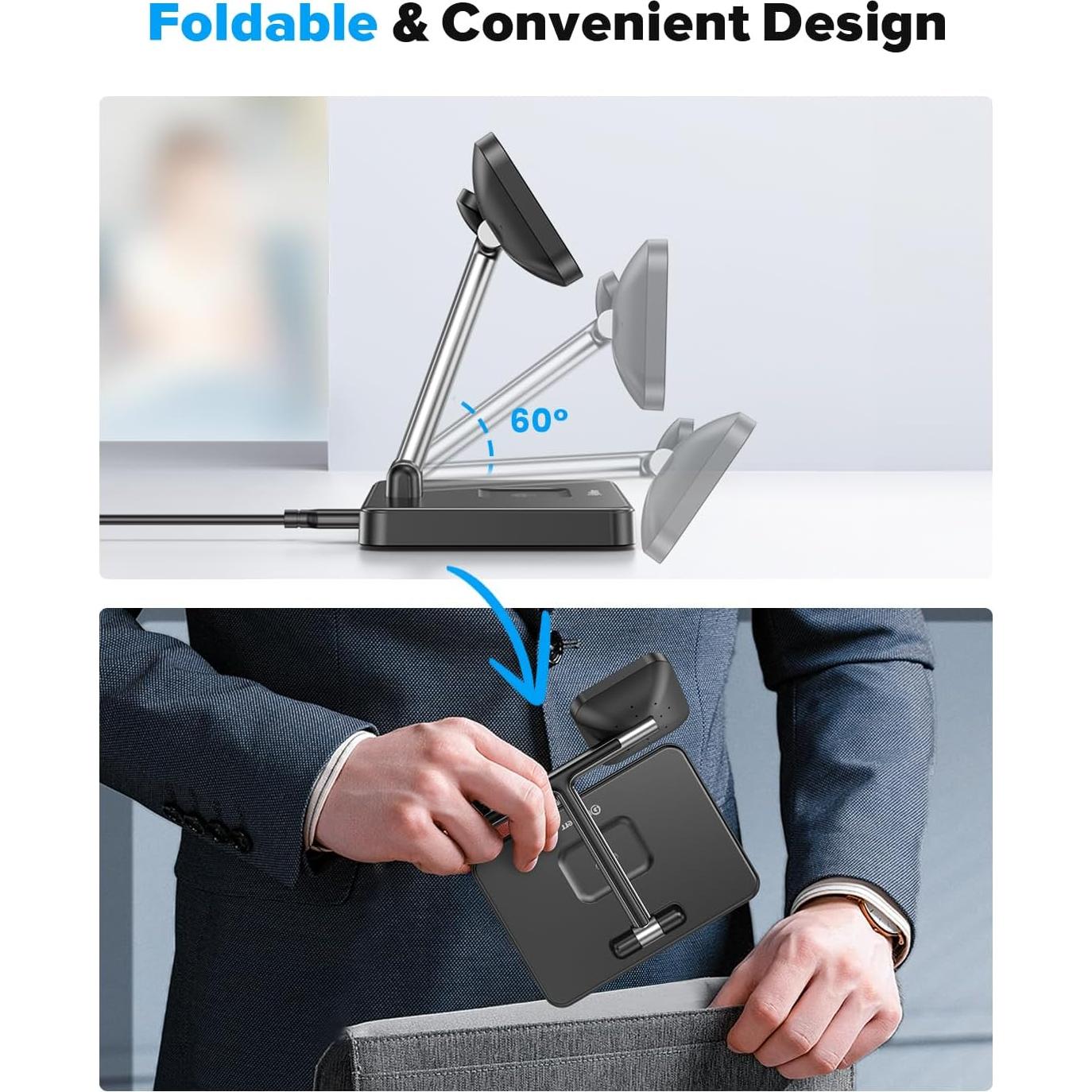 DUMTERR Estación Carga Inalámbrica 3 en 1 para iPhone 16/15/14/13/12