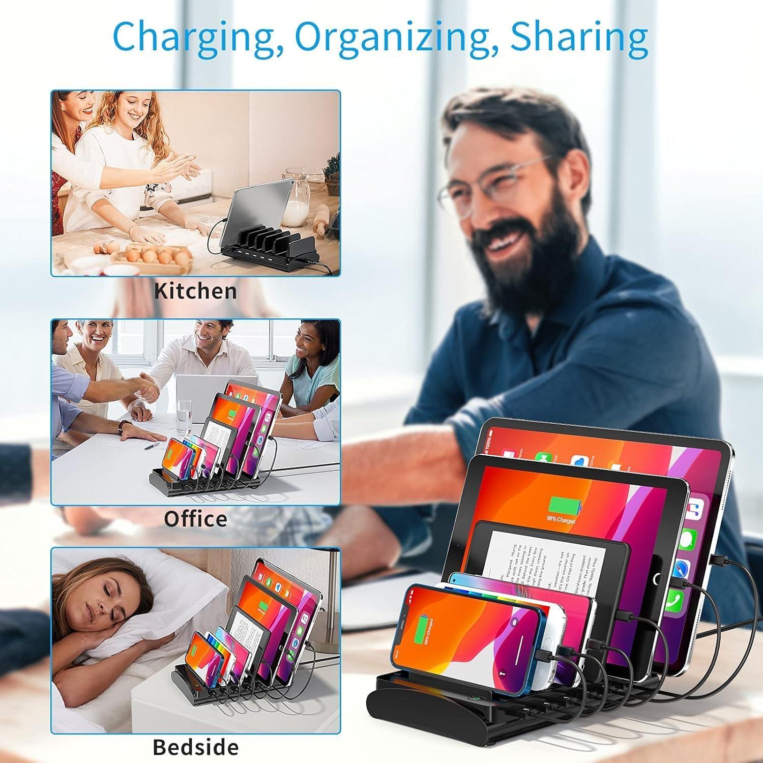 Estación de Carga 6 Puertos Bototek 60W USB Rápida Negra