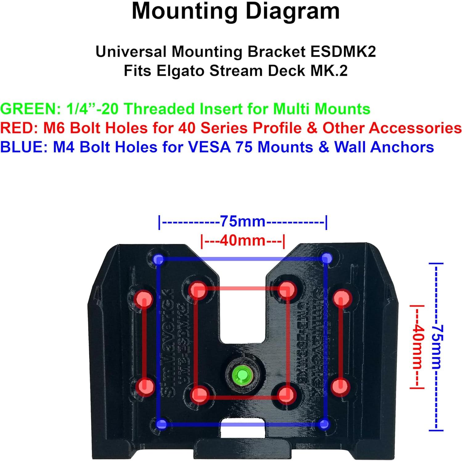Soporte de Montaje Universal ESDMK2 para Elgato Stream Deck MK.2