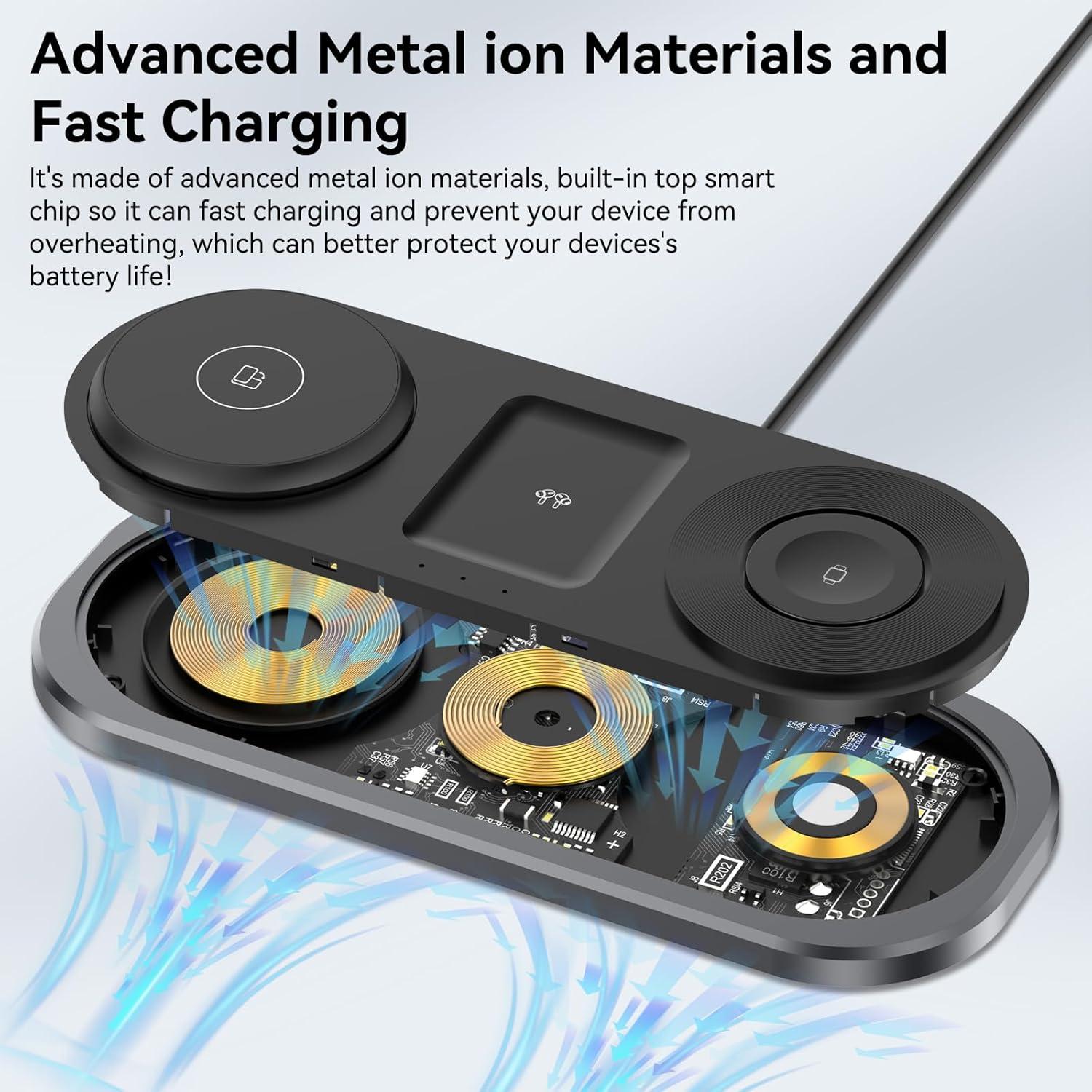 Cargador Inalámbrico 3 en 1 TEGISPAK para iPhone y Apple Watch