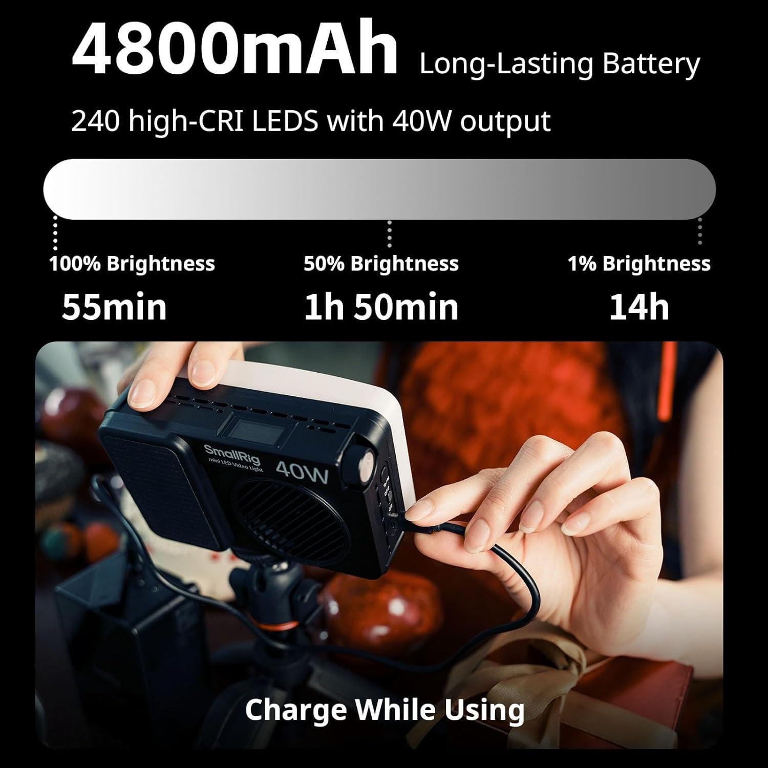 Luz de Video LED RGB SmallRig RM 40C 4800mAh Pantalla LCD