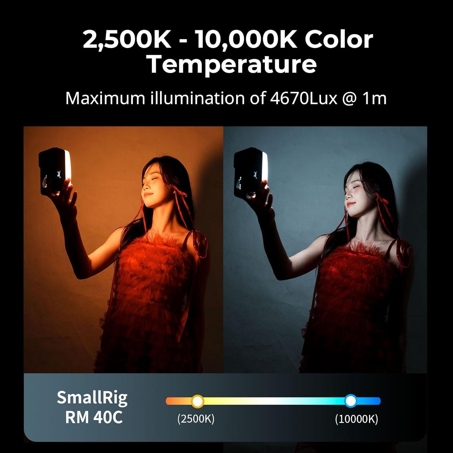 Luz de Video LED RGB SmallRig RM 40C 4800mAh Pantalla LCD