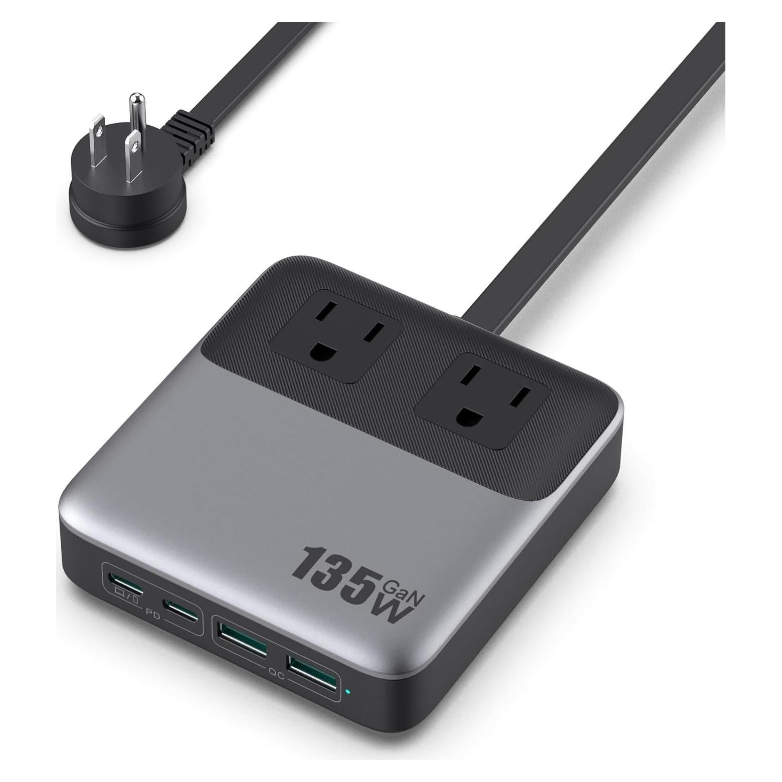 Cargador USB C 135W GaN IV 6-en-1 con Cable 1.5m