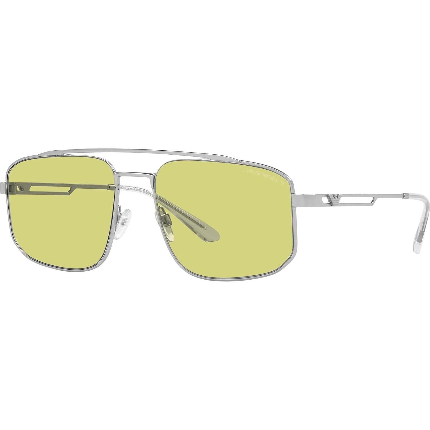 Gafas de sol rectangulares Emporio Armani EA2139 Plata Verde