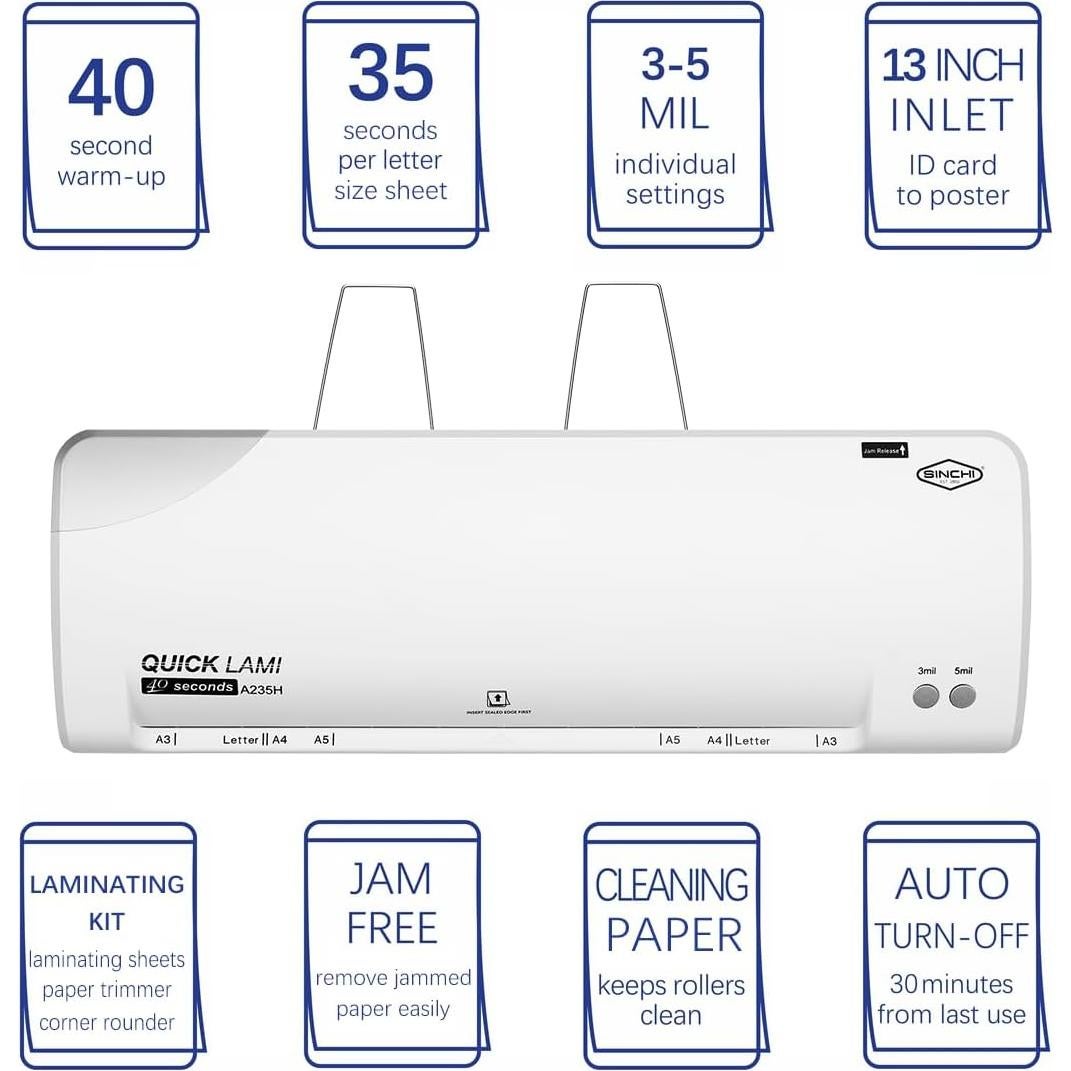Laminadora Térmica SINCHI 33 cm, 3-5 Mil, 40s Calentamiento