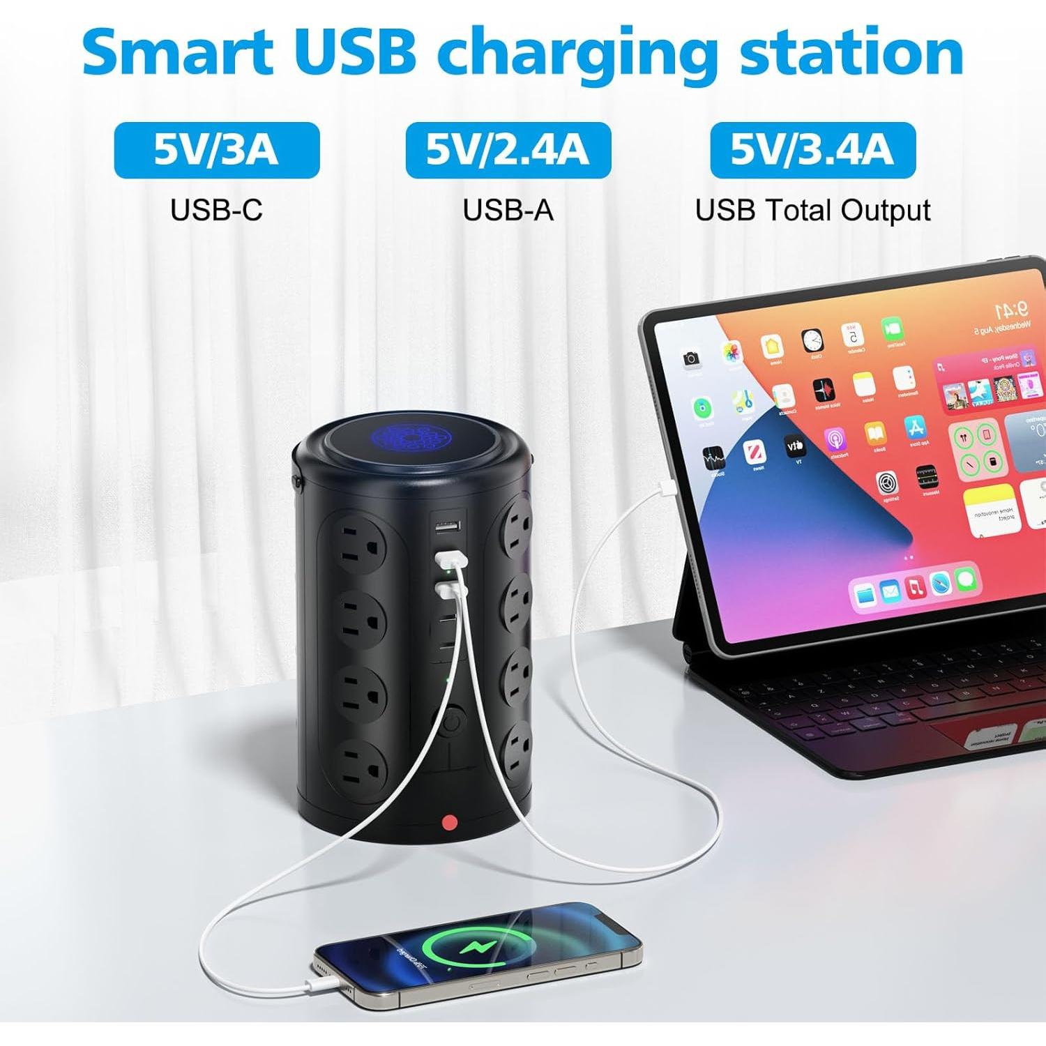 Regleta de Carga UWIWUTEI 21 en 1 con 16 Salidas y 5 USB
