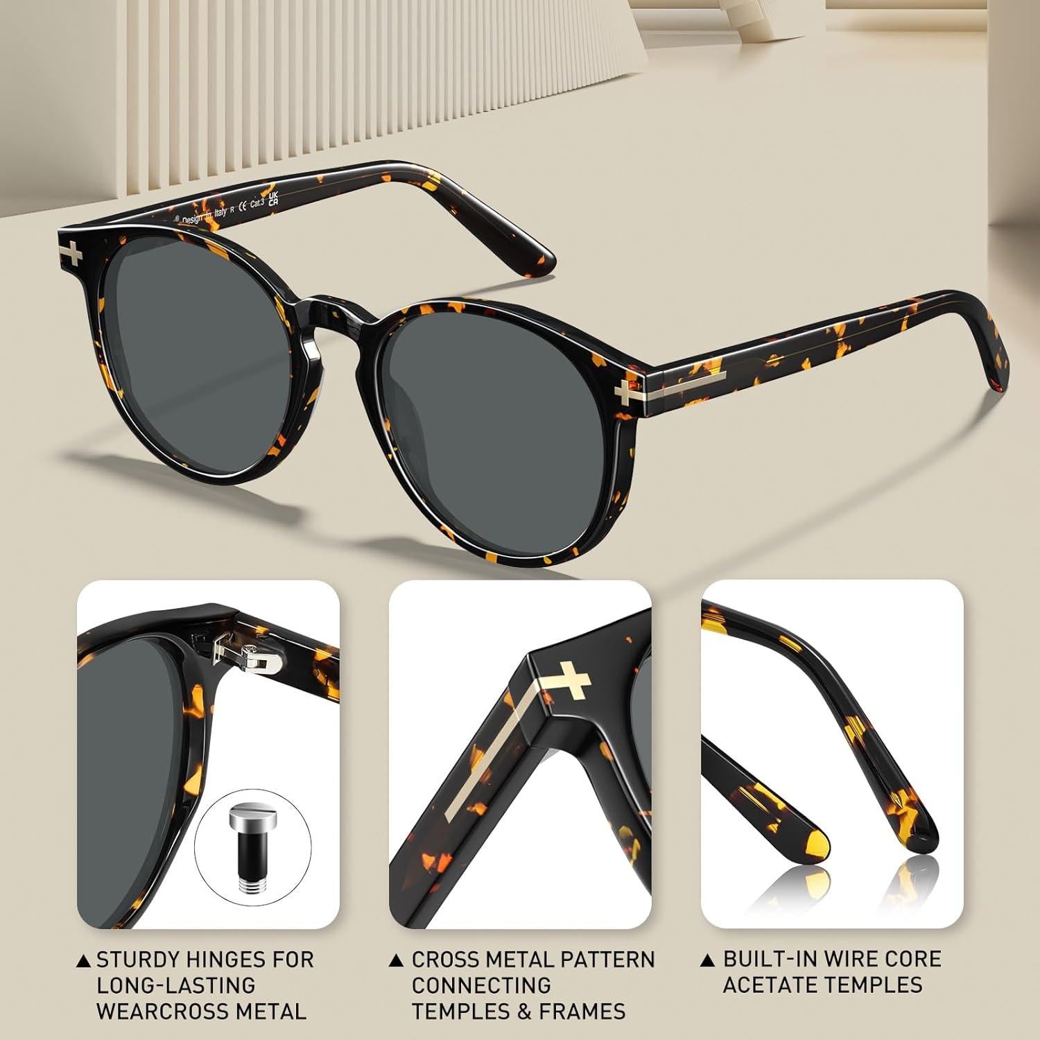 Gafas de sol AVAWAY polarizadas para hombres redondas UV400